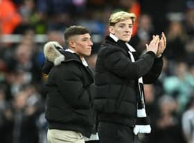 New signings Harrison Ashby and Anthony Gordon were introduced to Newcastle United fans ahead of their match with Southampton (Photo by PAUL ELLIS/AFP via Getty Images)