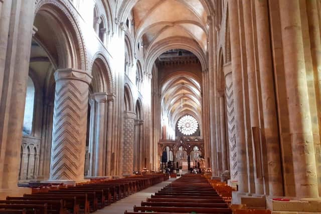 The nave of Durham Cathedral.