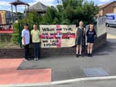 Jarrow Cross C of E Primary School pupils Jay Dykta Robinson, Lennon Appleby, Ella Tuthill and Sophia Langley with the posters.