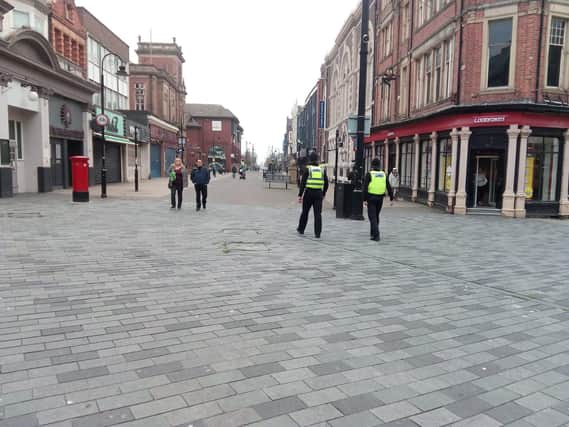 Police patrolling South Shields town centre. Final preparations are underway to pilot a new crime-fighting app to help tackle problems in the area.