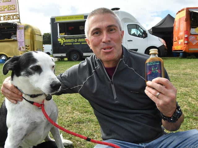 Mark Walsh takes his dog Patch to the festival.