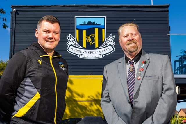 Hebburn Town FC chief executive, Stephen Rutherford, left, with Cllr Paul Dean.