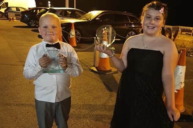 Nathan and Chloe with their trophies at the 2019 Best of South Tyneside Awards.