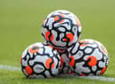 Premier League match balls. (Photo by Lewis Storey/Getty Images)