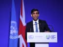 Rishi Sunak pictured delivering a speech at the COP26 UN Climate Summit in Glasgow last year. PIC: DANIEL LEAL/AFP via Getty Images