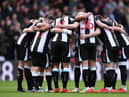 Newcastle United players huddle ahead of the Premier League match at Crystal Palace. (Photo by Justin Setterfield/Getty Images)