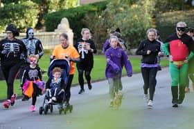 Runners sporting Halloween costumes taking part in the parkrun around Mowbray Park. Are you pictured?