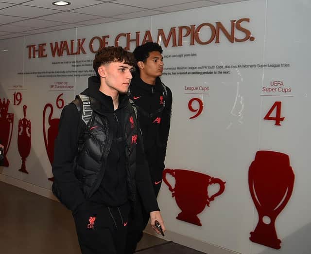Liverpool's Bobby Clark arrives at Anfield ahead of his full debut earlier this month.