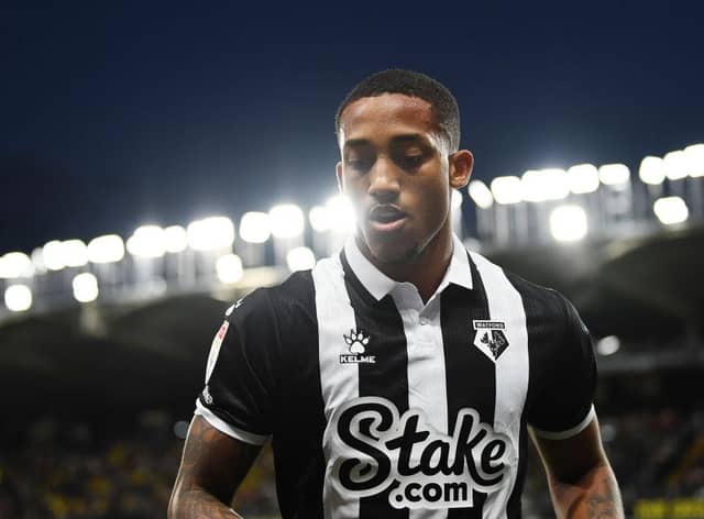 Joao Pedro of Watford looks on during the Sky Bet Championship match between Watford and Middlesbrough at Vicarage Road on August 30, 2022 in Watford, England. (Photo by Alex Burstow/Getty Images)