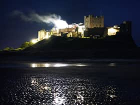 Smoke billows from Bamburgh Castle in Northumberland as filming for the new Indiana Jones 5 movie starring Harrison Ford takes place during the night. Picture date: Thursday June 10, 2021.