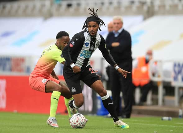 Valentino Lazaro came off the bench for Newcastle during their FA Cup defeat by Manchester City.