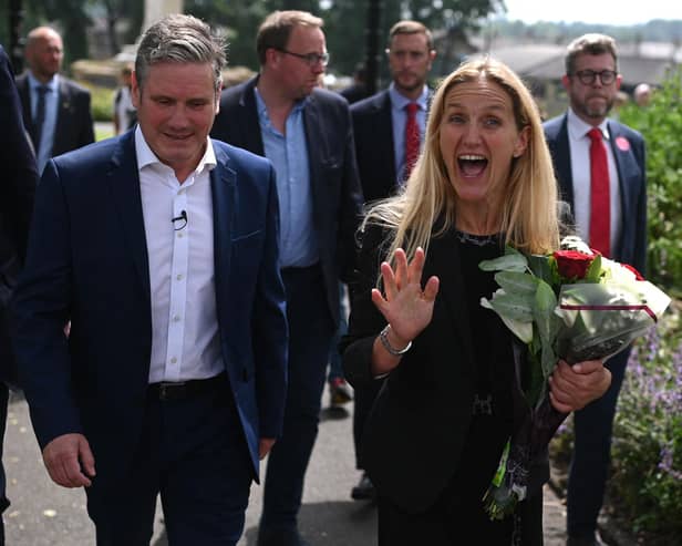 Successful Labour candidate Kim Leadbeater with Labour Party leader Keir Starmer (Photo by Oli SCARFF / AFP) (Photo by OLI SCARFF/AFP via Getty Images)