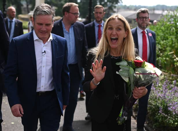 Successful Labour candidate Kim Leadbeater with Labour Party leader Keir Starmer (Photo by Oli SCARFF / AFP) (Photo by OLI SCARFF/AFP via Getty Images)