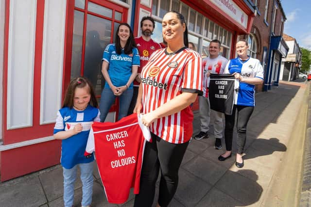 Bradley's mum, Gemma Lowery, with Sophia Shaw, her parents and the team from the Bradley Lowery Foundation.