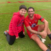 Former Sunderland striker Danny Graham with Jody's son Max, who will be taking part in the half-time penalty shoot-out.