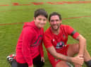 Former Sunderland striker Danny Graham with Jody's son Max, who will be taking part in the half-time penalty shoot-out.