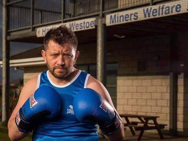 Allan Stone before his first boxing match at Harton & Westoe Boxing And Fitness Club which he went on to win.