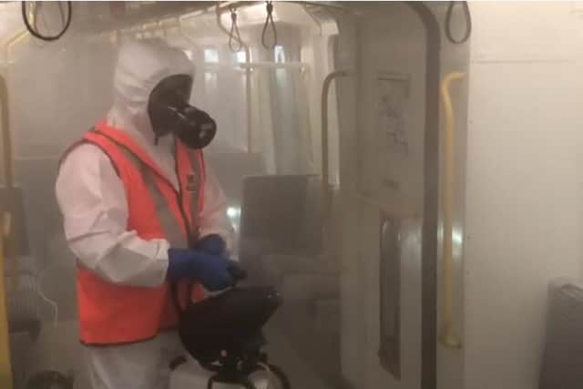 Still from the video of the Metro spraying taking place.