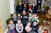 Staff and children at Little Jems Nursery celebrating their good Ofsted report.