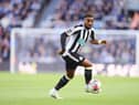 NEWCASTLE UPON TYNE, ENGLAND - APRIL 02: Allan Saint-Maximin of Newcastle in action during the Premier League match between Newcastle United and Manchester United at St. James Park on April 02, 2023 in Newcastle upon Tyne, England. (Photo by Michael Regan/Getty Images)