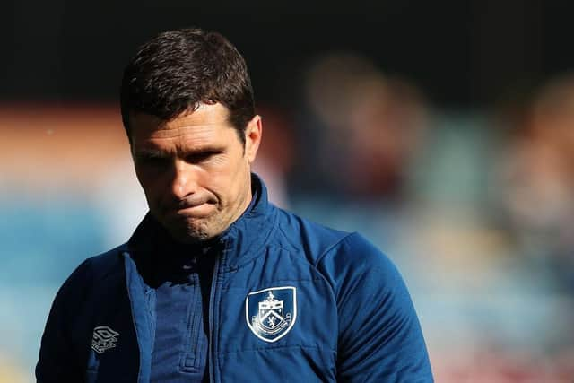 Michael Jackson, Caretaker Manager of Burnley reacts as they walk off the pitch at full-time after the Premier League match between Burnley and Aston Villa at Turf Moor on May 07, 2022 in Burnley, England. (Photo by Alex Livesey/Getty Images)