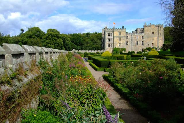 The formal garden at Chillingham Castle.