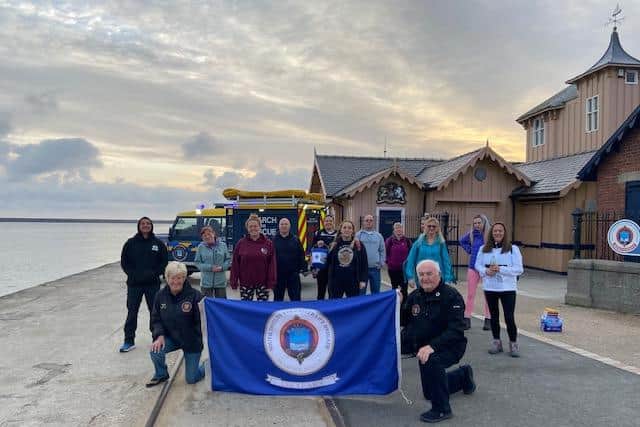The co-founder of the Hebburn Helps food bank has helped raise almost £2,000 by completing a 'Crusade for the Brigade' marathon-length walking route along the coast