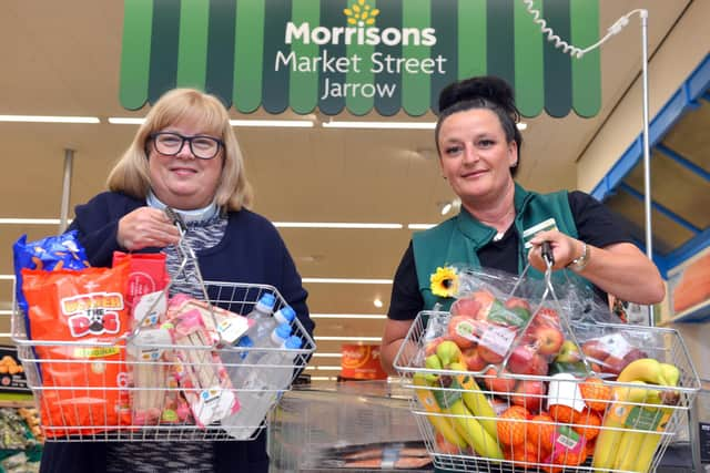 Rev Lesley Jones and Morrisons Jarrow community champion Andria Williams.