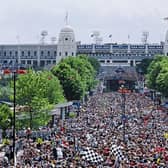 Newcastle United fans make their way up Wembley Way before the 1999 FA Cup Final against Manchester United  (Photo by Tom Shaw/Allsport/Getty Images)
