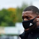 PERTH, SCOTLAND - OCTOBER 04: Olivier Ntcham of Celtic arrives at the stadium prior to the Ladbrokes Scottish Premiership match between St. Johnstone and Celtic at McDiarmid Park on October 04, 2020 in Perth, Scotland. Football Stadiums around Europe remain empty due to the Coronavirus Pandemic as Government social distancing laws prohibit fans inside venues resulting in fixtures being played behind closed doors. (Photo by Mark Runnacles/Getty Images)