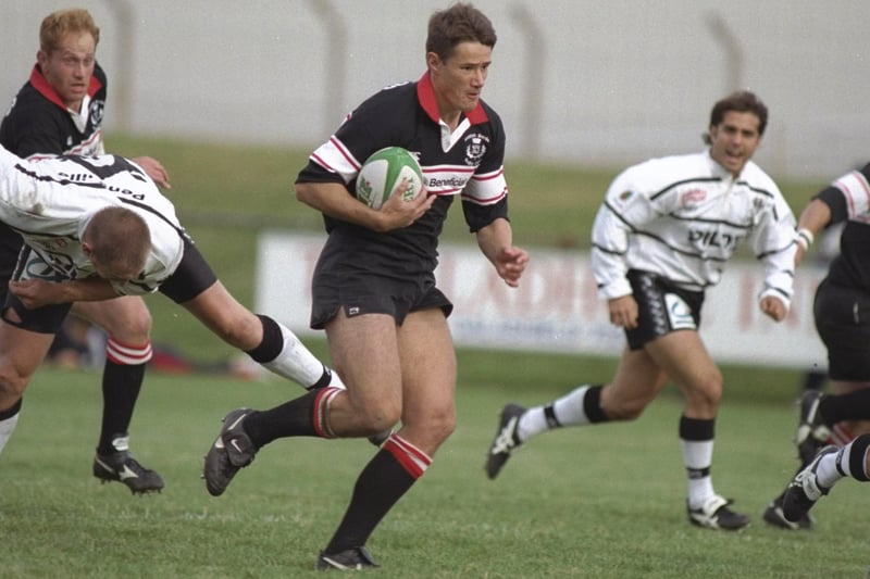 Hawick's Tony Stanger, pictured playing for Scottish Borders against Brive in Galashiels that year, was a late addition to 1997's South African squad (Photo: David Rogers/Allsport)