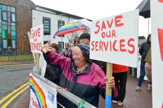 Campaigners protesting against changes to children's A&E at South Tyneside District Hospital.