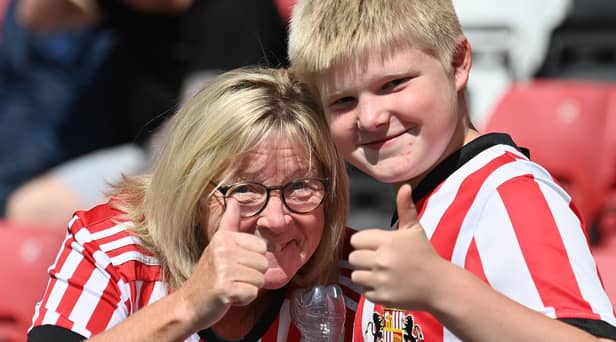 Sunderland fans photographed at the Stadium of Light during the pre-season game against Mallorca. Sunderland took the lead in the first half through Hemir before being pegged back early in the second after Mallorca’s equaliser.