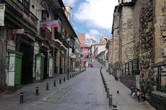 Empty streets in La Paz as city goes into lockdown.
