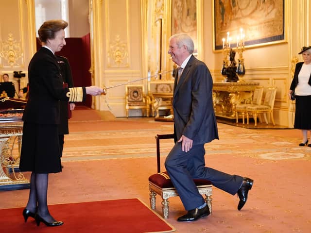 Brendan Foster is made a Knight Bachelor by the Princess Royal during an Investiture Ceremony at Windsor Castle. Picture date: Wednesday November 17, 2021. PA Photo. See PA story ROYAL Investiture . Photo credit should read: Aaron Chown/PA Wire 