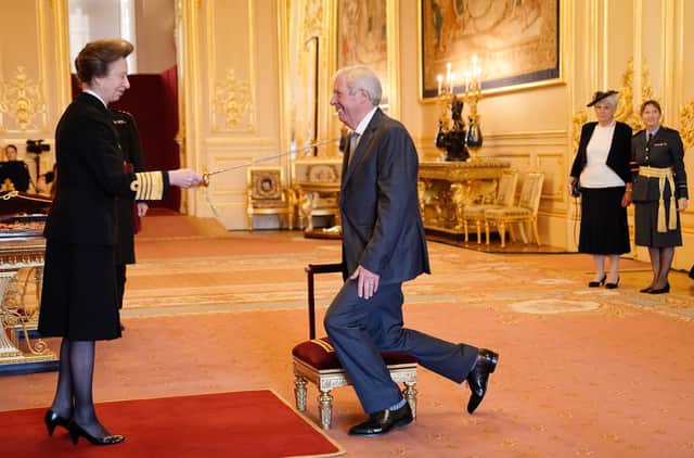 Brendan Foster is made a Knight Bachelor by the Princess Royal during an Investiture Ceremony at Windsor Castle. Picture date: Wednesday November 17, 2021. PA Photo. See PA story ROYAL Investiture . Photo credit should read: Aaron Chown/PA Wire 