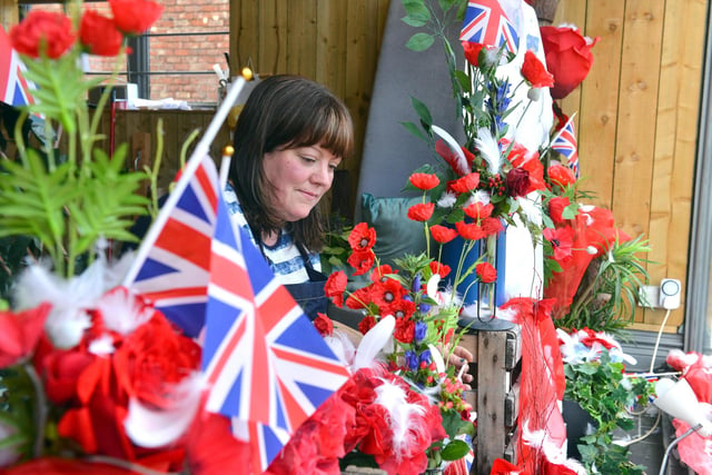 At Westoe Florists, Jill Collins was spotted finishing off the window display.