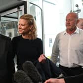 Newcastle United part owners Amanda Staveley and husband Mehrdad Ghodoussi. (Photo by OLI SCARFF/AFP via Getty Images)