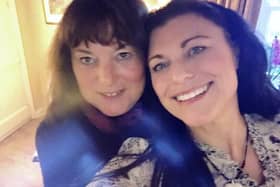 Michele (right) pictured with her sister Annette who asked her to share her experience to encourage others to be socially distant.