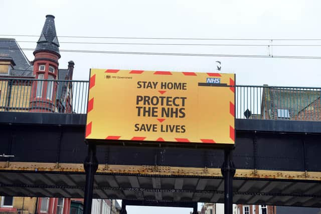 The large advertising screen in King Street has been displaying covid guidance throughout the pandemic.