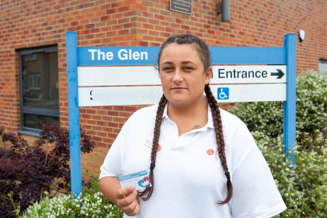 Mikaila Patterson at The Glen Medical Group in Hebburn after being vaccinated