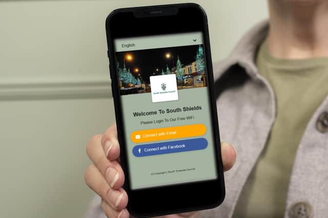 The wifi connect screen which will greet visitors to South Shields town centre.