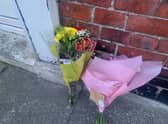 Flowers left on Brabourne Street in South Shields