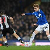 Everton's Anthony Gordon in action against Newcastle United (Photo by Stu Forster/Getty Images)