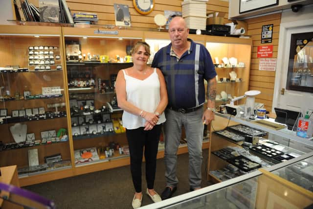 Harrisons Jewellers owners Allan and Lorriane Harrison are keeping limits in place on how many customers can come into the store at one time.