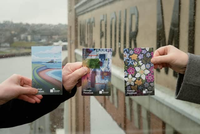 Artist-designed passbook covers from Newcastle Building Society