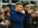 Newcastle United head coach Eddie Howe and his assistant Jason Tindall (Photo by PAUL ELLIS/AFP via Getty Images)