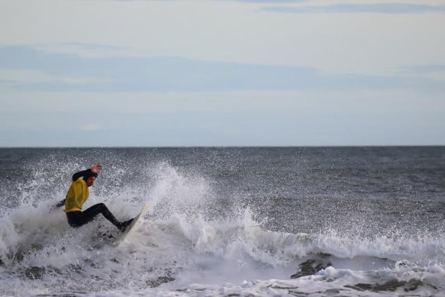Surfer Jesse Davies takes part in the surfing competition