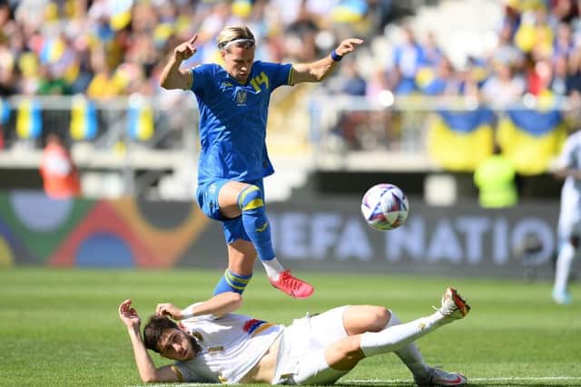 Newcastle United and Everton target Mykhaylo Mudryk in action for Ukraine (Photo by Adam Nurkiewicz/Getty Images)