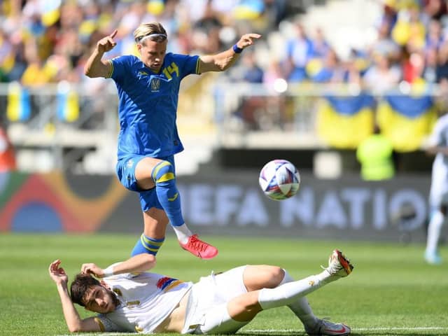Newcastle United and Everton target Mykhaylo Mudryk in action for Ukraine (Photo by Adam Nurkiewicz/Getty Images)
